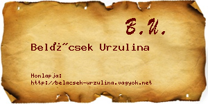 Belácsek Urzulina névjegykártya